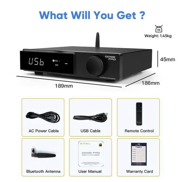 Alt view image 6 of 7 - SMSL DO100 PRO HiFi Balanced DAC with 2X ES9039Q2M & XMOS XU316, 768kHz/DSD512 USB Audio MQA Decoder Preamp, Bluetooth 5.1/Opt/Coax/HDMI ARC Input, RCA/XLR Digital-Analog Converter for PS5/Amp