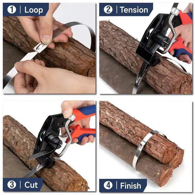 Alt view image 5 of 7 - iCrimp One-Handed Zip Tie Gun for Tension & Cutting Zip Ties | Metal Zip Tie Tool with 100pcs 11.8" Metal Cable Ties and Release Tool, WCT-319 Stainless Steel Cable Tie Tool