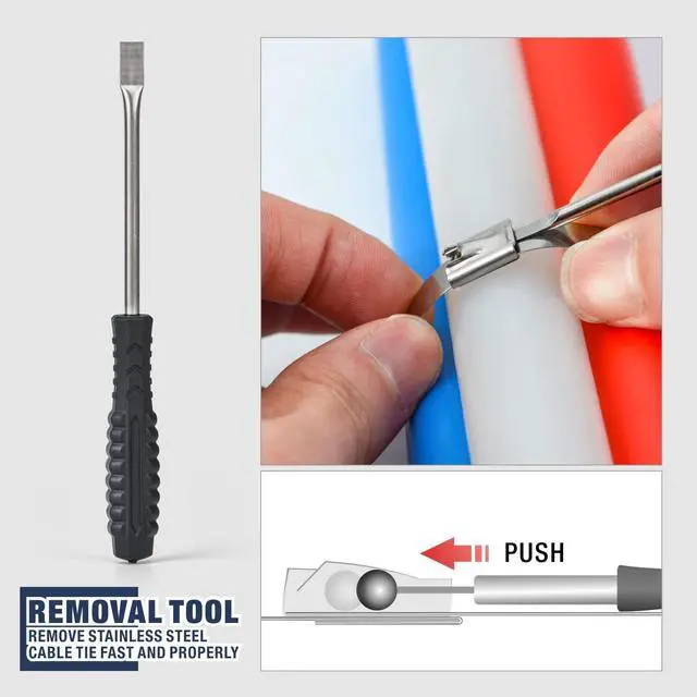 Alt view image 7 of 7 - iCrimp One-Handed Zip Tie Gun for Tension & Cutting Zip Ties | Metal Zip Tie Tool with 100pcs 11.8" Metal Cable Ties and Release Tool, WCT-319 Stainless Steel Cable Tie Tool