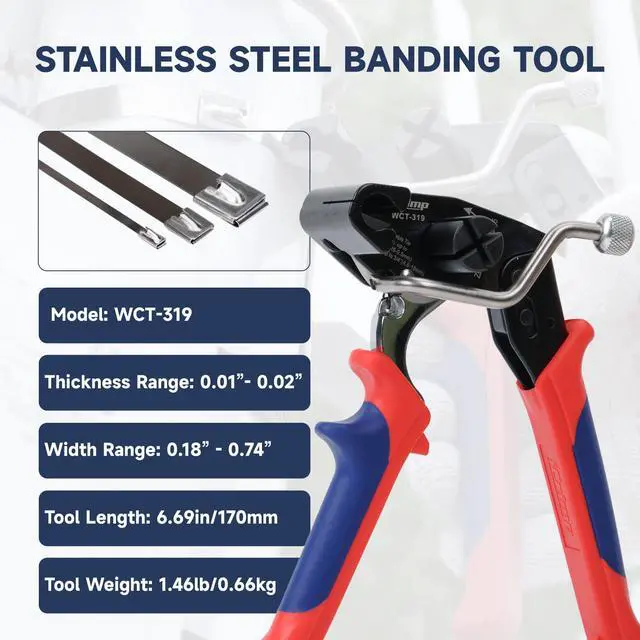 Alt view image 2 of 7 - iCrimp One-Handed Zip Tie Gun for Tension & Cutting Zip Ties | Metal Zip Tie Tool with 100pcs 11.8" Metal Cable Ties and Release Tool, WCT-319 Stainless Steel Cable Tie Tool