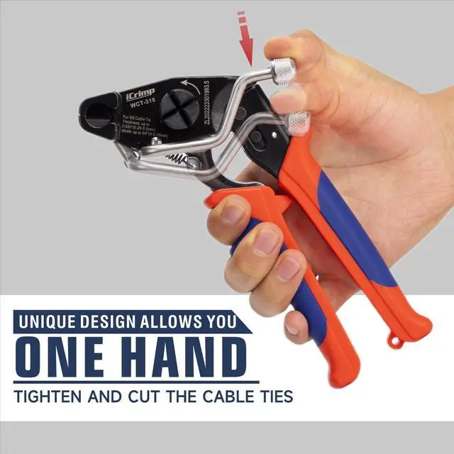 Alt view image 4 of 7 - iCrimp One-Handed Zip Tie Gun for Tension & Cutting Zip Ties | Metal Zip Tie Tool with 100pcs 11.8" Metal Cable Ties and Release Tool, WCT-319 Stainless Steel Cable Tie Tool