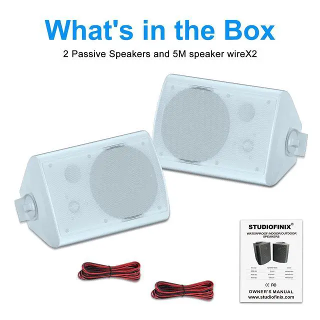 Alt view image 4 of 6 - 6.5 Inch 400W Outdoor Speakers Wired Waterproof Passive, Wall Mount Speakers for Patio Home Garage Pool (White)
