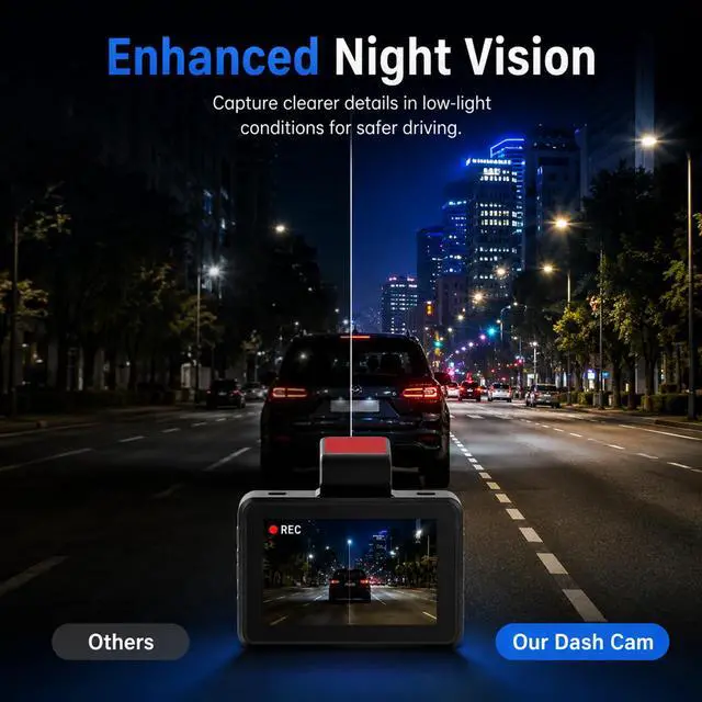 Alt view image 3 of 6 - 3-inch 1080p High-Definition Dashcam for Cars with Super Night Vision, 170° Large Wide-Angle, 24 Hour Recording, G-Sensor Parking Monitoring Loop Video Motion ff