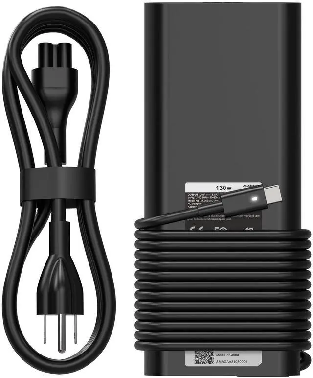 Main image of 130W USB C Type C Laptop Charger AC Adapter for Dell XPS 15 17 2in1 9575 9500 9700 Precision 5530 2in1 5550 5750 3560 Latitude 5520 5540 5420 3520 DA130PM170 HA130PM170 0K00F5 Power Cord