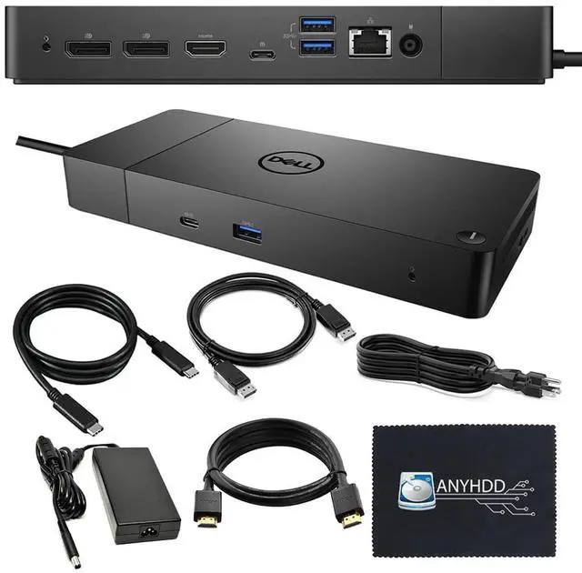 Main image of Dell WD19 130W Docking Station Bundle with 130W Power Adapter + HDMI Cable + DisplayPort Cable + USB-C Cable + Microfiber Cloth Included