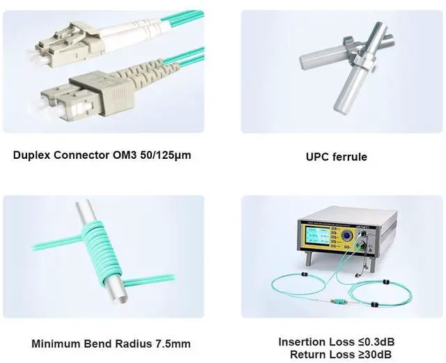 Alt view image 3 of 7 - OM3 SC to LC Multimode Fiber Patch Cable 5M/16ft | MMF Multi mode, Duplex 50/125um, 10G/40G, Fiber Optic Cord Length Options: 1m-50m, LSZH