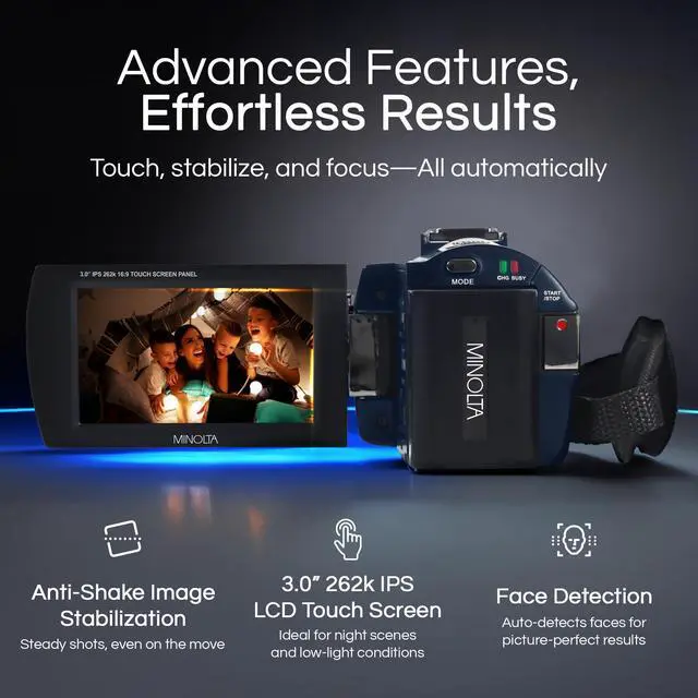 Alt view image 3 of 5 - Showtime MN4K25NV 4K Camcorder, Night Vision, 30MP, 16X Zoom (Black | Includes a durable carrying case for convenient storage, travel and protection