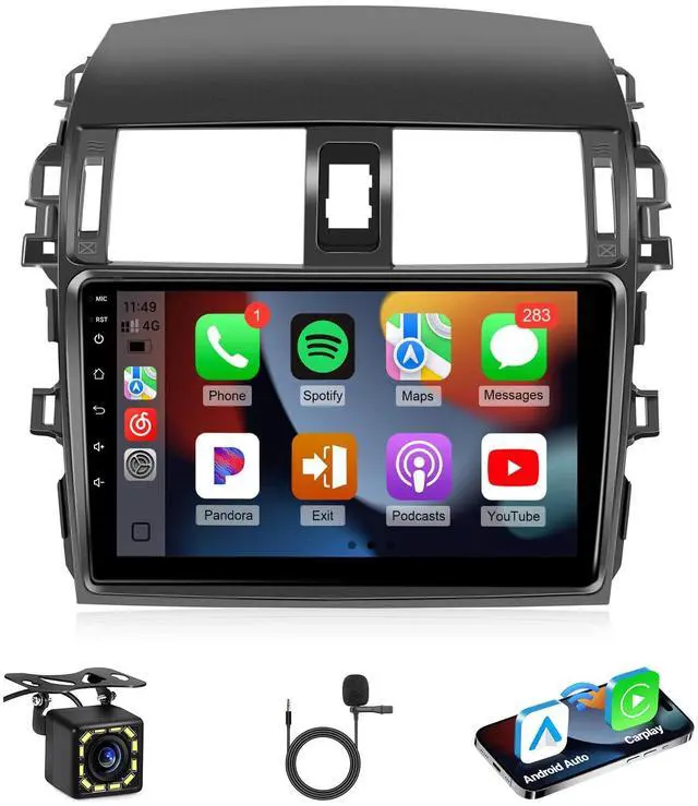 Main image of Double Din Linux Stereo for Toyota Corolla 2009 2010 2011 2012 2013 | (Non Fit J.B.L) 9inch IPS Screen for Corolla Radio with Carplay/Android Auto/Bluetooth/FM/Mirrorlink/Camera