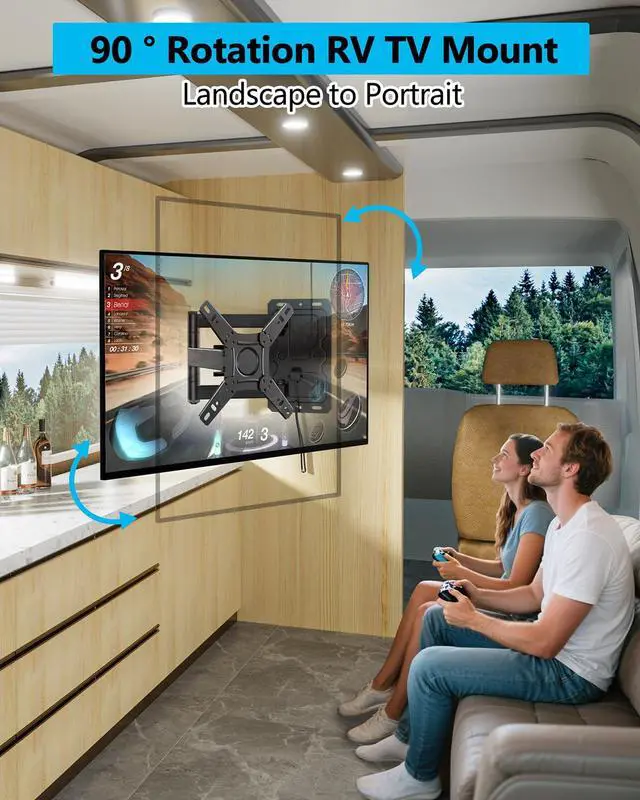 Alt view image 2 of 7 - Lockable RV TV Mount Portrait TV Wall Mount with Landscape to Portrait for 1343" TVs & Monitors, Full Motion Wall Mount for Camper,RV,Motorhome,Trailer,Boat,Truck VESA 200x200mm