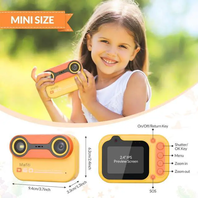 Alt view image 6 of 7 - Kids Waterproof Camera Underwater Camera 10FT with 32GB Card Floatable Pool Toys Gifts for Kids Age 4-12 26MP Photos 1080P HD Videos Children Selfie Digital Camera Orange