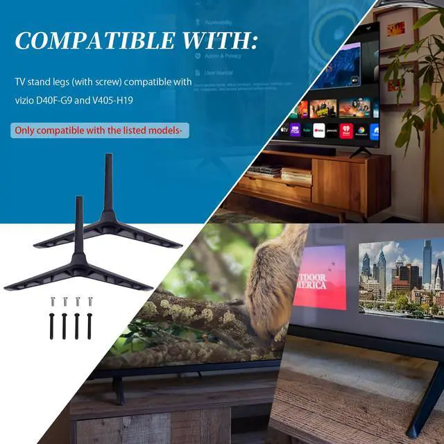 Alt view image 2 of 7 - TV Stand Legs (with Screw) Compatible with V-izio D40F-G9 and V405-H19, Only Compatible with the Listed Models