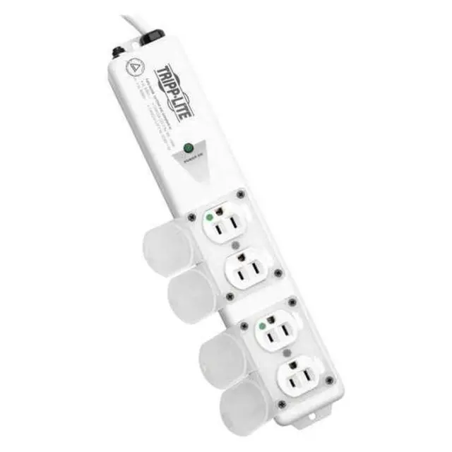 Main image of Safe-IT Hospital-Grade Power Strip for Patient-Care Vicinity, 4 15A HG Outlets, UL 60601-1 Compliant, 6 Foot / 1.8M Cord, Outlet Safety Covers, White (PS-406-HGULTRA)