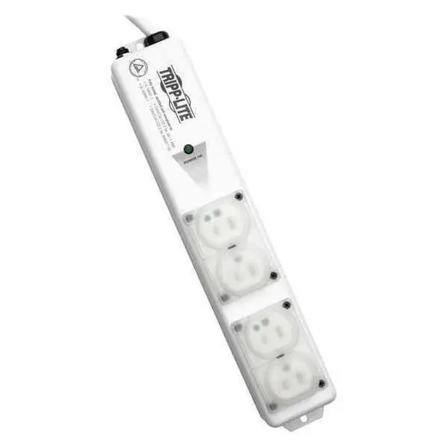 Alt view image 2 of 7 - Safe-IT Hospital-Grade Power Strip for Patient-Care Vicinity, 4 15A HG Outlets, UL 60601-1 Compliant, 6 Foot / 1.8M Cord, Outlet Safety Covers, White (PS-406-HGULTRA)