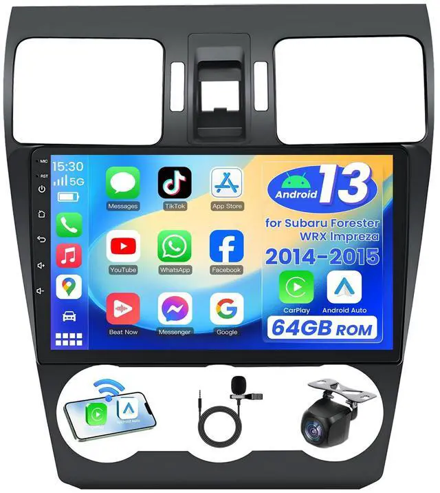 Main image of 4Core 64GB ROM Car Radio for Subaru Forester WRX Impreza 2014 2015: Wireless CarPlay&Android Auto 9" HD Touchscreen Bluetooth WiFi GPS FM Suitable for Harman Kardon Systems 1080P Backup Camera SWC
