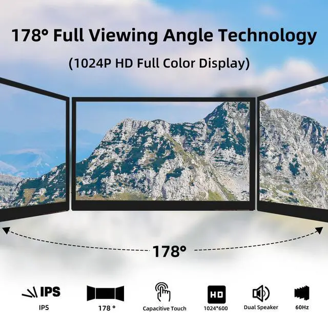 Alt view image 2 of 6 - Raspberry Pi Screen, 10.1 Inch Touchscreen Monitor, IPS 1024×600, Dual Built-in Speakers, HDMI Portable Monitor Compatible with Raspberry Pi 5/4/3/Zero,Driver Free
