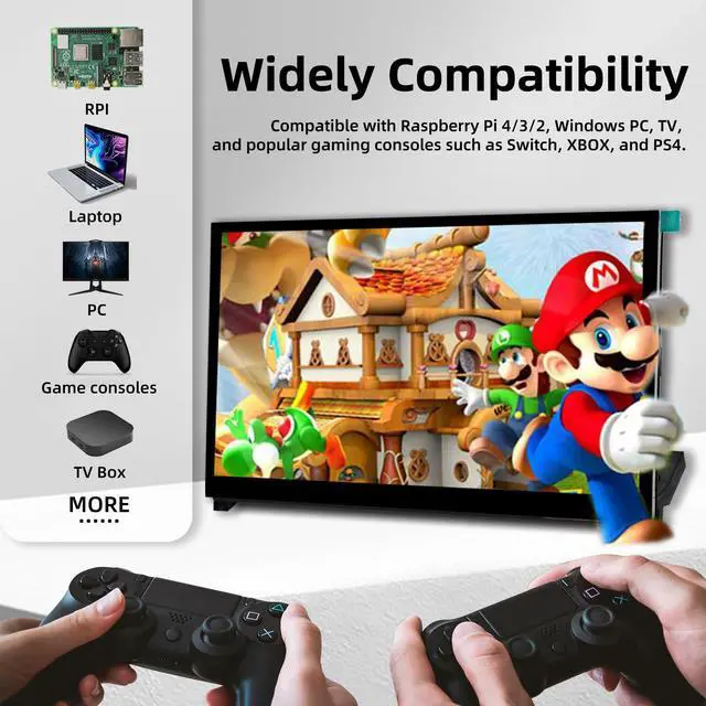 Alt view image 4 of 6 - Raspberry Pi Screen, 10.1 Inch Touchscreen Monitor, IPS 1024×600, Dual Built-in Speakers, HDMI Portable Monitor Compatible with Raspberry Pi 5/4/3/Zero,Driver Free