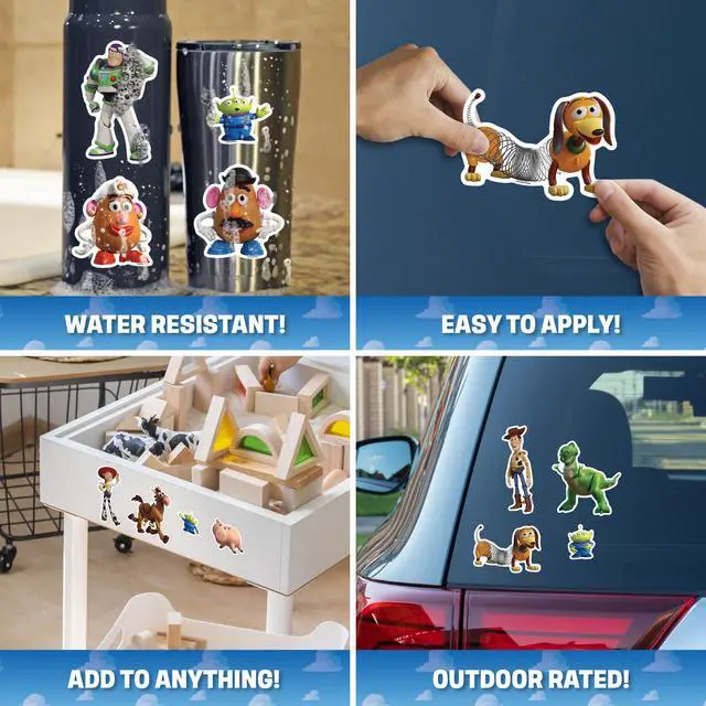 Alt view image 2 of 7 - Disney Toy Story Decals - Set of 12 Woody Buzz Lightyear Jessie Bullseye Alien Vinyl Stickers for Car Laptop Computer Kids Water Bottle Outdoor Waterproof