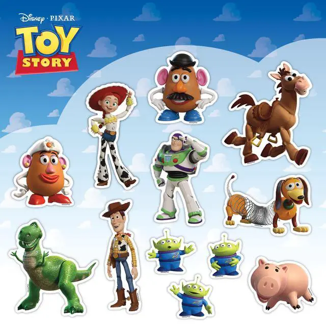 Main image of Disney Toy Story Decals - Set of 12 Woody Buzz Lightyear Jessie Bullseye Alien Vinyl Stickers for Car Laptop Computer Kids Water Bottle Outdoor Waterproof