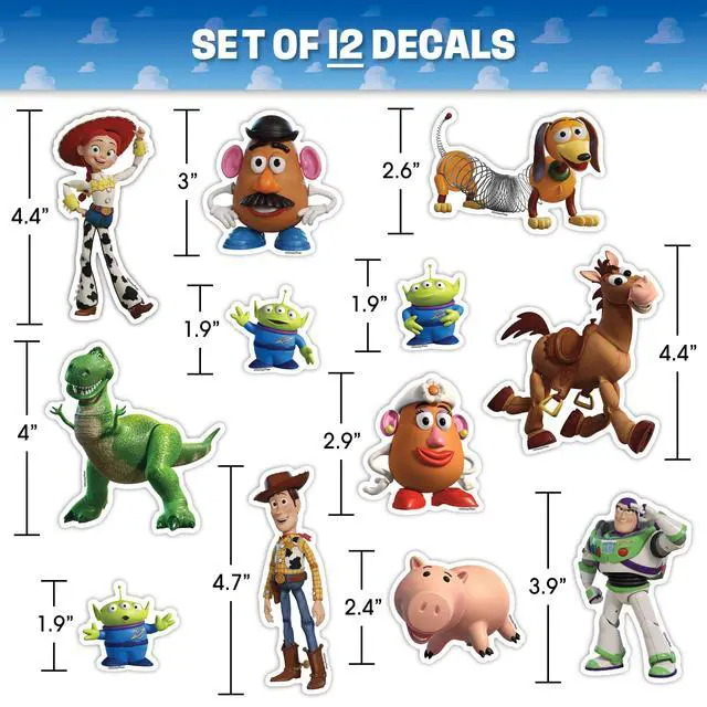 Alt view image 3 of 7 - Disney Toy Story Decals - Set of 12 Woody Buzz Lightyear Jessie Bullseye Alien Vinyl Stickers for Car Laptop Computer Kids Water Bottle Outdoor Waterproof