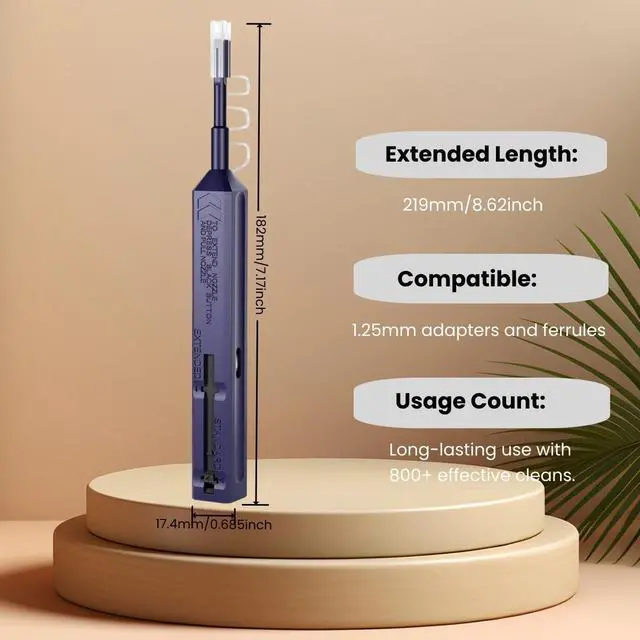 Alt view image 4 of 7 - LC Fiber Cleaner Pen - 5 Pack - 1.25mm LC Fiber Optic Cleaning Pen with Dual Action Connector Cleaner & Endface Cleaning Action