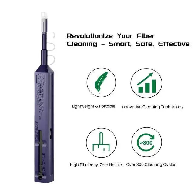 Alt view image 5 of 7 - LC Fiber Cleaner Pen - 5 Pack - 1.25mm LC Fiber Optic Cleaning Pen with Dual Action Connector Cleaner & Endface Cleaning Action