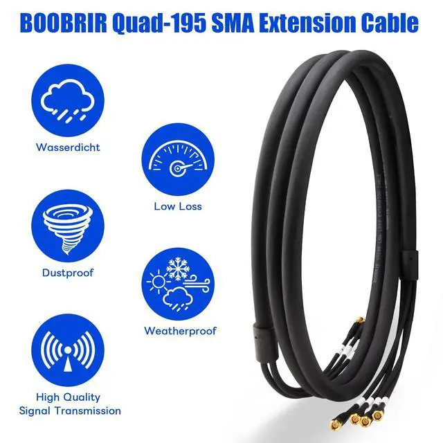 Alt view image 2 of 7 - Quad-195 Cable 9.48FT SMA Extension Cable SMA Male to SMA Female Coaxial Cable Ultra Low Loss for 5G/4G Routers,GatewaysT-Mobile Home Internet, Verizon, AT&T,4x4 MIMO Antenna, 4-in-1
