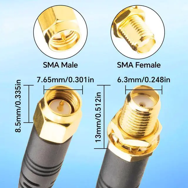 Alt view image 3 of 7 - Quad-195 Cable 9.48FT SMA Extension Cable SMA Male to SMA Female Coaxial Cable Ultra Low Loss for 5G/4G Routers,GatewaysT-Mobile Home Internet, Verizon, AT&T,4x4 MIMO Antenna, 4-in-1