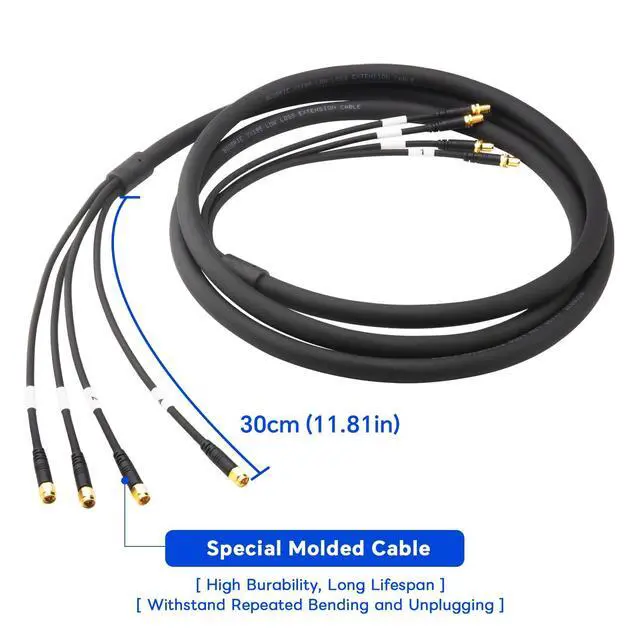 Alt view image 4 of 7 - Quad-195 Cable 9.48FT SMA Extension Cable SMA Male to SMA Female Coaxial Cable Ultra Low Loss for 5G/4G Routers,GatewaysT-Mobile Home Internet, Verizon, AT&T,4x4 MIMO Antenna, 4-in-1