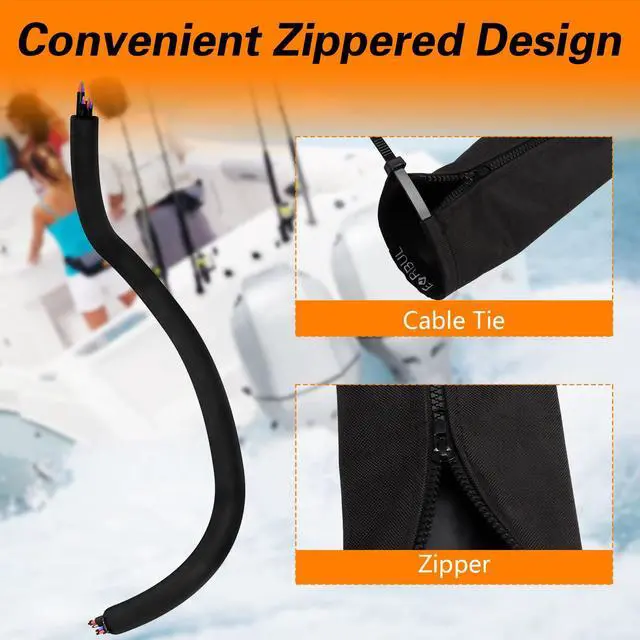 Alt view image 3 of 7 - 48 Inch Zippered Rigging Sleeve, Heavy Duty 600D Waterproof Marine Cable Jacket, Trolling Motor Cable Sleeve for Bundling Control Cables Fuel Lines and Electrical Wires