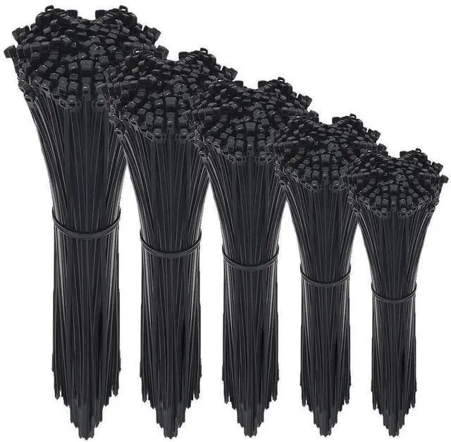 Main image of Cable Zip Ties,500 Packs Self-Locking 4+6+8+10+12-Inch Width 0.16inch Nylon Cable Ties,Perfect for Home,Office,Garage and Workshop (Black)