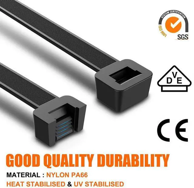 Alt view image 4 of 7 - Cable Zip Ties,500 Packs Self-Locking 4+6+8+10+12-Inch Width 0.16inch Nylon Cable Ties,Perfect for Home,Office,Garage and Workshop (Black)
