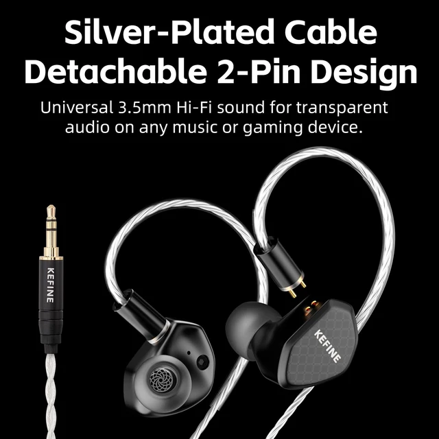 Alt view image 6 of 7 - Klean Hi-Fi in Ear Monitor, Wired Gaming Earbuds, 10mm DLC Diaphragm Dynamic Driver, Wired Earphones, Interchangeable Tuning Nozzles, HiFi IEM for Audiophile, Musician & Gaming(Black, 3.5mm)