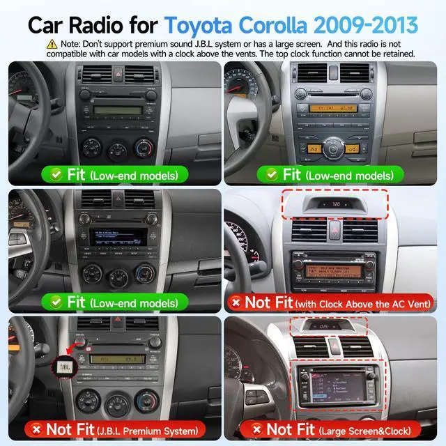 Alt view image 2 of 7 - Double Din Linux Stereo for Toyota Corolla 2009 2010 2011 2012 2013 | (Non Fit J.B.L) 9inch IPS Screen for Corolla Radio with Carplay/Android Auto/Bluetooth/FM/Mirrorlink/Camera