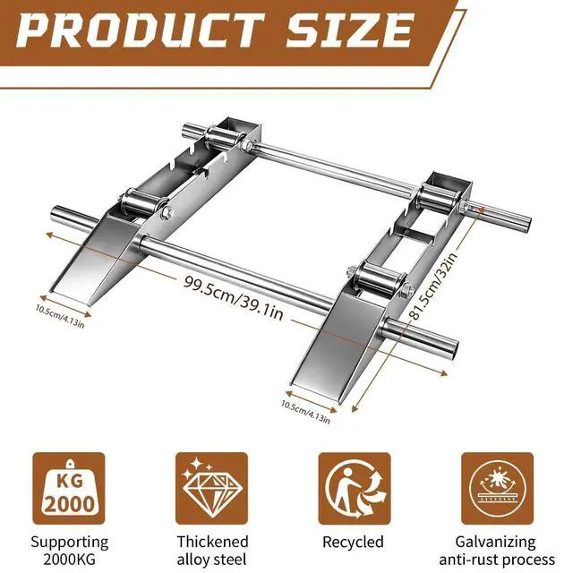 Alt view image 2 of 7 - Hot-dip Galvanized Cable Drum Roller, Heavy Duty Cable Roller Stand Holder | Reel Dispenser Industrial Grade Double Rail Drum Unwinder for Reels up to 39" Width, 2-Ton Capacity Steel Wire Dispenser