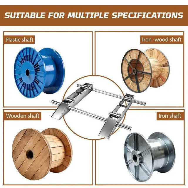 Alt view image 6 of 7 - Hot-dip Galvanized Cable Drum Roller, Heavy Duty Cable Roller Stand Holder | Reel Dispenser Industrial Grade Double Rail Drum Unwinder for Reels up to 39" Width, 2-Ton Capacity Steel Wire Dispenser