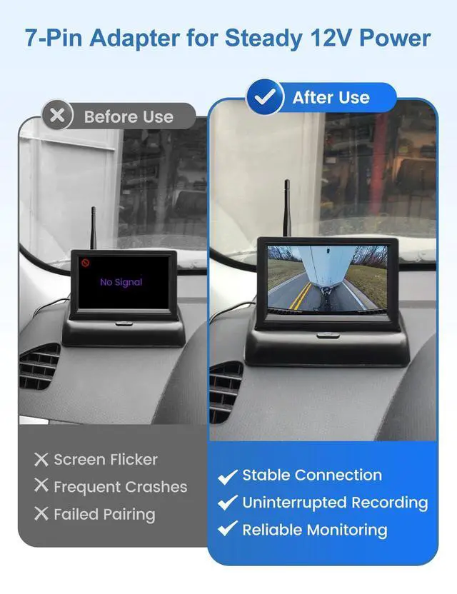 Alt view image 3 of 7 - 7-Way Adapter with Power Switch for Furrion RV Backup Camera System, Plug and Play for Tow Vehicle to RV Wireless Observation Cameras, Provides 12V Power to Camera Through 7-Pin Connector