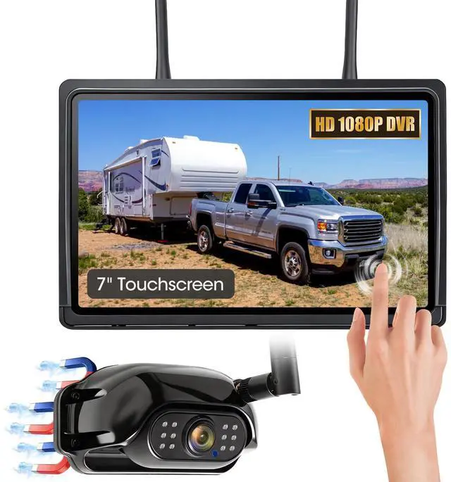 Main image of Magnetic Wireless RV Backup Camera System, 7" 1080P Touchscreen DVR Rear Camera Compatible with Furrion Pre-Wired Plug, Night Vision Waterproof Camera for Hitching, RV, Trailer, Truck, A11