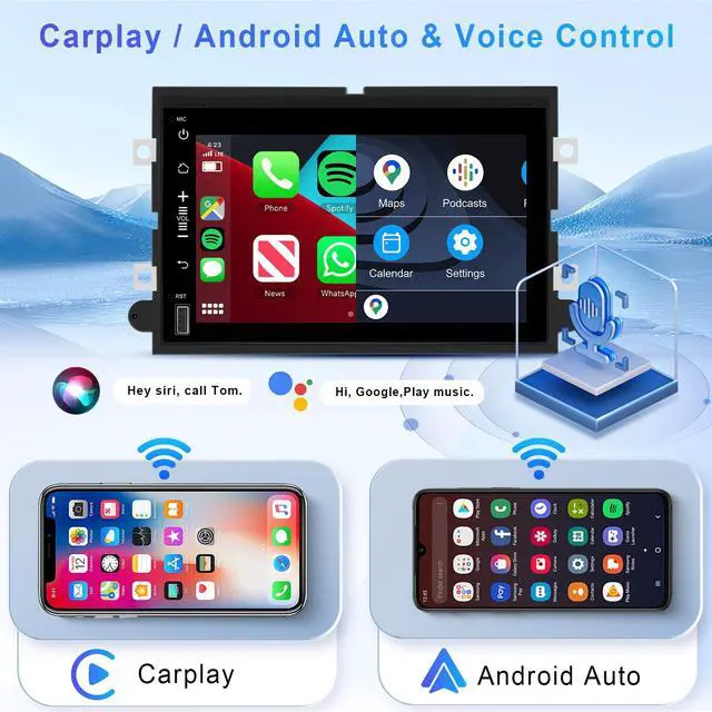 Alt view image 2 of 7 - 4Core+64G Car Radio Stereo for Ford F150/F250/F350 2004-2014, 7 inch 1080P Touch Screen Car Stereo with Wireless CarPlay Andriod Auto, Bluetooth, GPS, HiFi, SWC, WiFi, HD Backup Camera