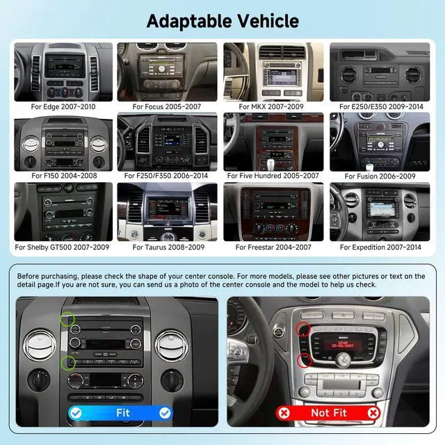 Alt view image 3 of 7 - 4Core+64G Car Radio Stereo for Ford F150/F250/F350 2004-2014, 7 inch 1080P Touch Screen Car Stereo with Wireless CarPlay Andriod Auto, Bluetooth, GPS, HiFi, SWC, WiFi, HD Backup Camera