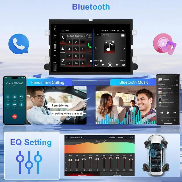 Alt view image 6 of 7 - 4Core+64G Car Radio Stereo for Ford F150/F250/F350 2004-2014, 7 inch 1080P Touch Screen Car Stereo with Wireless CarPlay Andriod Auto, Bluetooth, GPS, HiFi, SWC, WiFi, HD Backup Camera