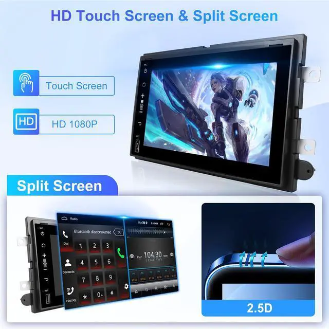 Alt view image 7 of 7 - 4Core+64G Car Radio Stereo for Ford F150/F250/F350 2004-2014, 7 inch 1080P Touch Screen Car Stereo with Wireless CarPlay Andriod Auto, Bluetooth, GPS, HiFi, SWC, WiFi, HD Backup Camera