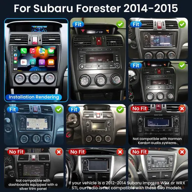 Alt view image 2 of 7 - 4Core 64GB ROM Car Radio for Subaru Forester WRX Impreza 2014 2015: Wireless CarPlay&Android Auto 9" HD Touchscreen Bluetooth WiFi GPS FM Suitable for Harman Kardon Systems 1080P Backup Camera SWC
