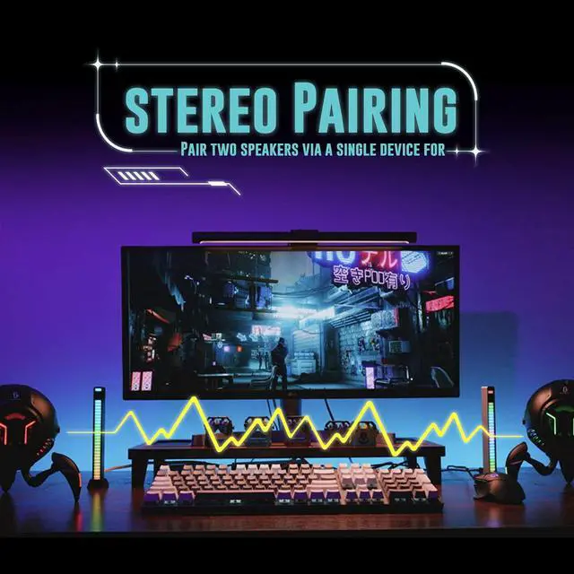 Alt view image 7 of 7 - Mars Pro Portable Bluetooth Speaker with Deep Bass & Stereo Sound | 20W Speakers with Passive Bass Radiator, 15H Battery, 6 RGB Lights, Dual Pairing And Touch Controls For Gaming, Home& Parties