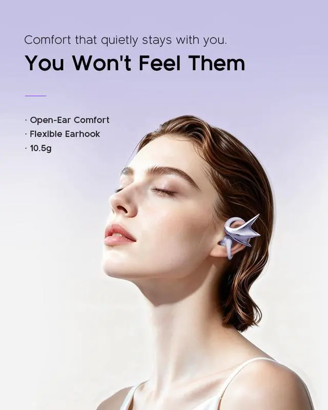 Alt view image 4 of 7 - H700 Elegant Jewelry-Inspired Open-Ear Earbuds for Women | Dragon Wing Design, Lightweight Wireless Earphones with G-Shaped Ear Hook, Deep Bass Sound, Award-Winning Style, Gift for Her