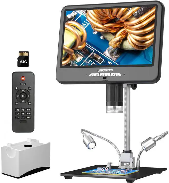 Main image of LM210S 10.1'' 4K 60FPS HDMI Digital Microscope for Soldering Electronics, 4K UHD Video, 64MP USB Coin Magnifier Full View for Adults with Audio, 64GB