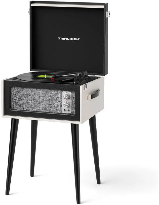 Main image of Vintage Standing Black Vinyl Record Player with Detachable Legs, Built-in 4 Speakers, USB to PC Encoding, 33/45/78 RPM LP Player Bluetooth Retro Turntables Support Headphone Jack, RCA Out, AUX in