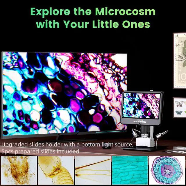 Alt view image 6 of 7 - LM210S 10.1'' 4K 60FPS HDMI Digital Microscope for Soldering Electronics, 4K UHD Video, 64MP USB Coin Magnifier Full View for Adults with Audio, 64GB