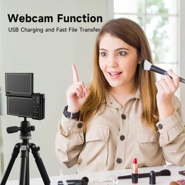 Alt view image 6 of 7 - 4K Digital Camera for Photography, 64MP Vlogging Video Camera for YouTube with 3'' 180°Flip Screen, 64GB Micro SD Card, 16x Digital Zoom Point Shoot Compact Travel Vintage Cameras (Black)