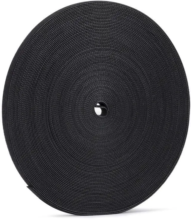 Main image of 1/2 inch Reusable Fastening Tape Cable Ties Double-Sided Hook-and-Loop Cable Management Tape (Black 25 Yards)