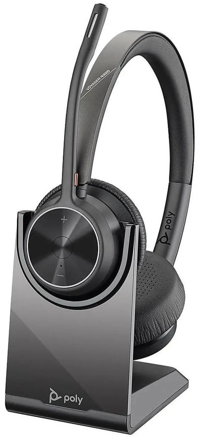Main image of Poly - Voyager 4320 UC Wireless Headset + Charge Stand (Plantronics) - Headphones with Boom Mic - Connect to PC/Mac via USB-C Bluetooth Adapter, Cell Phone via Bluetooth - Works with Teams, Zoom &More